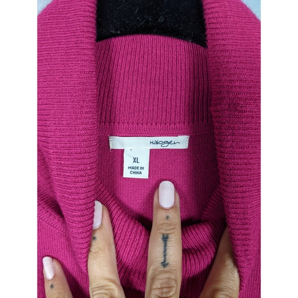 Halogen Long Sleeve Cranberry Ribbed Turtleneck XL - Picture 2 of 4